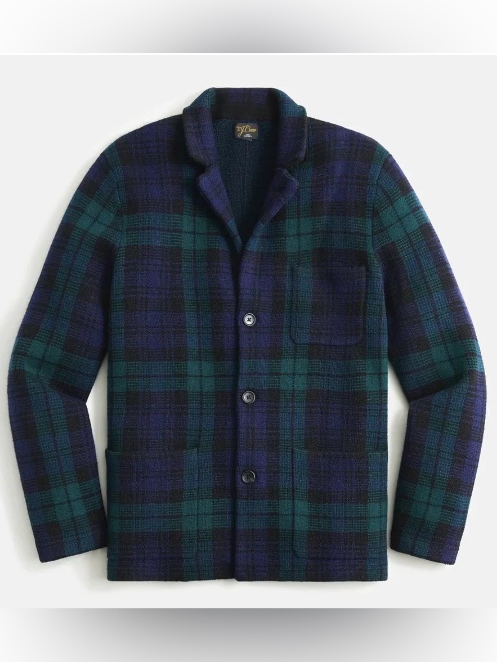 J Crew 100% cashmere tartan sweater blazer jacket